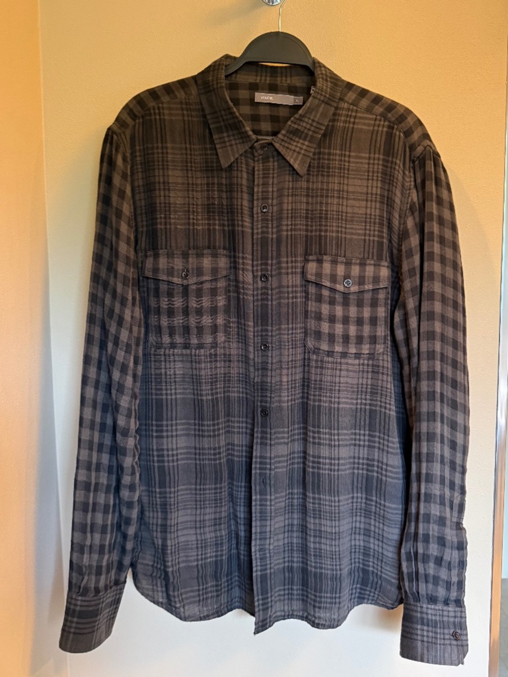 Vince Plaid Flannel Shirt, Men's Size XL